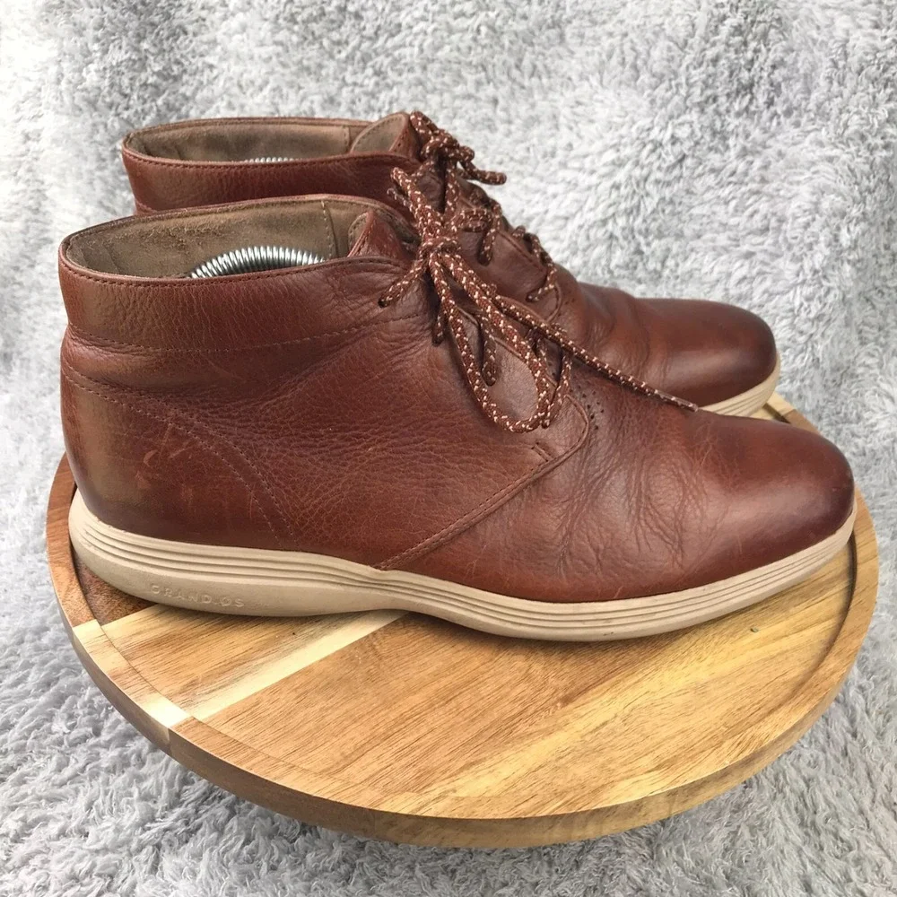 Cole Haan Original GrandChukka Boots Mens 9.5M Brown Patina Leather Shoes C25564